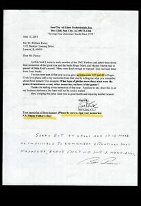 FAN LETTER RESPONSE - BILLY PIERCE RE: MARIS 1961 HOMERUN CHASE, BAS CERTIFIED