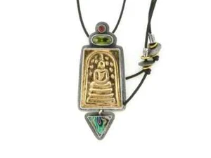 Tabra Bronze Buddha & Paua Shell Adjustable Necklace - Picture 1 of 2