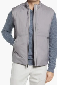 NUOVO Johnnie-O Giacca Uomo Small Full ZIP Fox Acciaio Grigio Gilet Tampone Golf - Foto 1 di 10