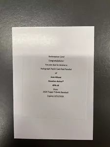 2024 Topps Tribute Auto Patch Card Red Parallel Jose Altuve #TTR-JA REDEMPTION - Picture 1 of 2