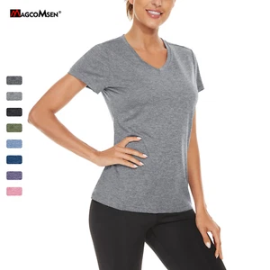 Women's V Neck Workout Shirts Short Sleeve Quick Dry T-Shirts Yoga Athletic Tops - Picture 1 of 61