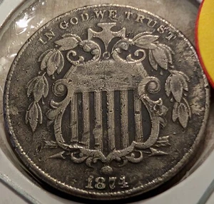 1874 Shield Nickel, VF to XF Detail - Picture 1 of 2