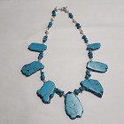 Turquoise Slab Necklace with Small Stones and Freshwater Pearls