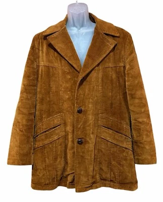 Vintage 70s Campus Studio One Corduroy Coat Mens 42 Fur Lined Jacket Brown *READ - Image 1 of 4