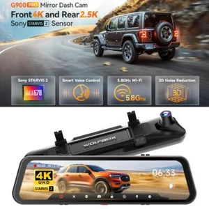 WOLFBOX G900 PRO Mirror Dash Cam STARVIS 2 IMX678 WIFI Rear View Mirror Camera - Picture 1 of 11