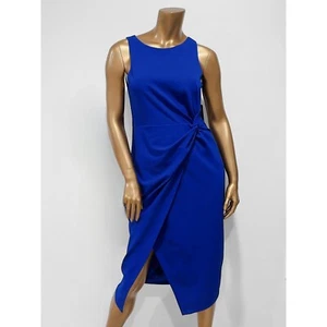 Guess Women's Cobalt Blue Ruched Side-Twist Stretch Midi Dress Size M - Picture 1 of 7