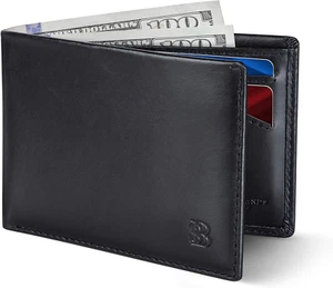 Billetera Hombre Carteras De Cuero Men Minimalista Delgadas Bloqueo Rfid Para - Picture 1 of 12