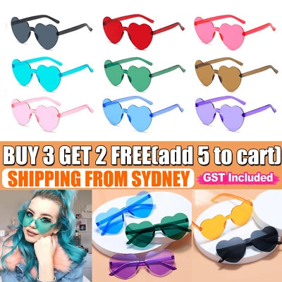Love Heart Shape Sunglasses Clear Lens Rimless Festival Glasses Dress Party AU - image 1 of 4
