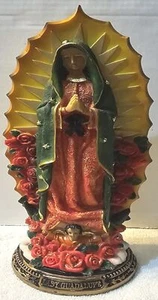 OUR LADY OF GUADALUPE VIRGIN MARY ROSE FLOWER PRAY RELIGIOUS FIGURINE  - Picture 1 of 3