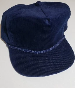 NOS Vintage Ama Pro Blank Blue Corduroy zipper adjustable Hat Cap trucker roper - Picture 1 of 9