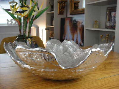 Obstschale Silber Hammerschlag Design XL Luxus Schale Servierschale Alu Edel NEU - Bild 1 von 4