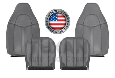Fits 1997-2002 GMC Savana Van Front Seat Cover Leatherette Medium Dark Pewter - Image 1 of 4