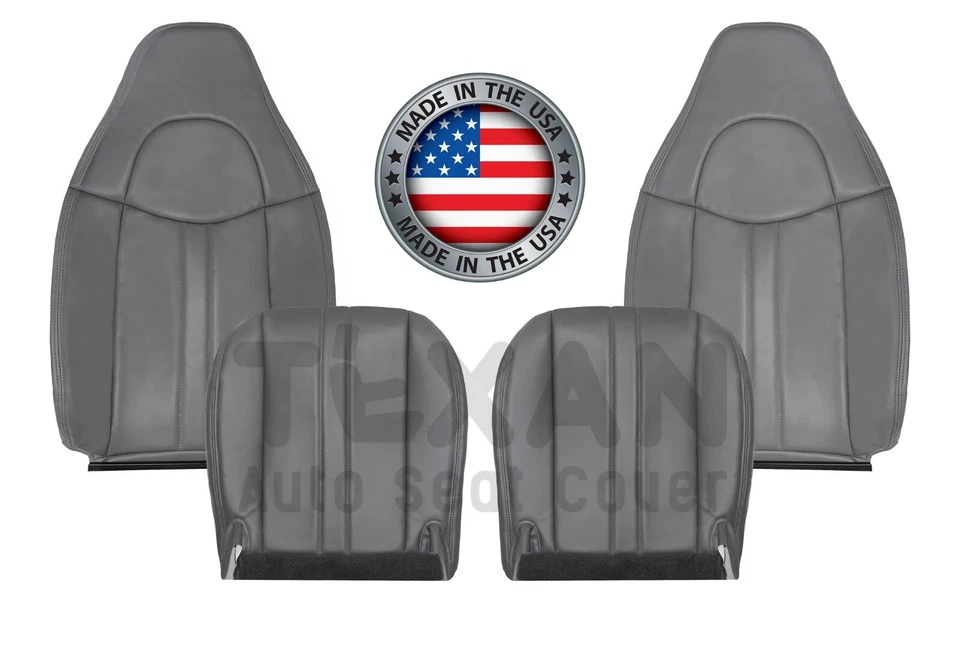 Fits 1997-2002 GMC Savana Van Front Seat Cover Leatherette Medium Dark Pewter - Image 1 of 4