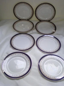 Juego de 8 platos de pan Aynsley LEIGHTON 6,3/8 APENAS USADOS 24kt-Cobalto Inglaterra #1646 - Imagen 1 de 5