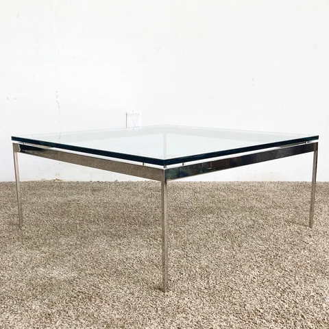 Postmodern Chrome Square Glass Top Coffee Table Cover