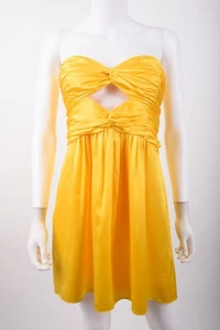Cinq A Sept Womens Beck Silk Strapless Mini Dress Cut Out Sz 12 Yellow NWD - Picture 1 of 6