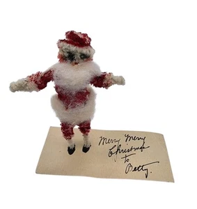 Limpiador de pipas de chenilla miniatura vintage de Navidad arte popular inusual de Papá Noel - Imagen 1 de 4