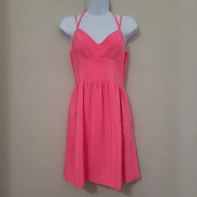 Mini Vestido Amanda Uprichard Seda Calado Tirantes Rosa Flueo Para Mujer Talla Pequeña Foto 1 de 4