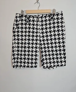 Loudmouth Golf Shorts Womens Black White Houndstooth Bermda 10.5" Inseam Size 8 - Picture 1 of 9
