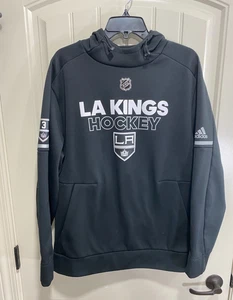 Los Angeles Kings Men's L Adidas Climawarm Sweatshirt Hoodie Black Pocket Used - Picture 1 of 10