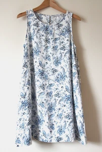 Vestido de Verano LUCKY BRAND Blanco 100% Lino Columpio ALine Bolsillo TALLA M Impecable - Imagen 1 de 5
