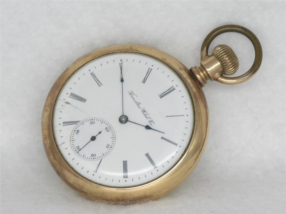 VERY RARE 16S HAMILTON 976 FIRST RUN POCKETWATCH, 16 JEWEL, 14K GF CASE, RUNNING - Image 1 of 4