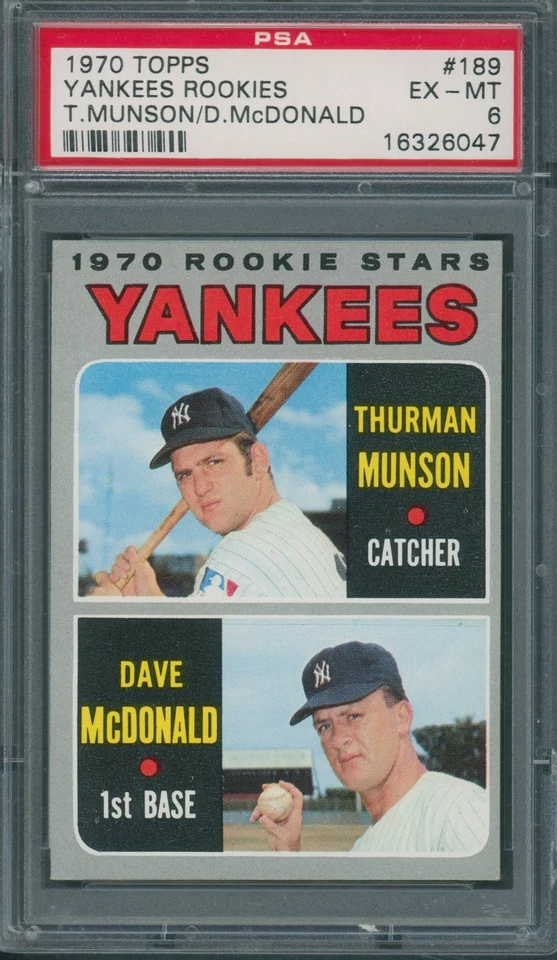 1970 Topps #189 Yankees Rookies Thurman Munson Dave McDonald PSA EX-MT 6 *6047 Foto 1 de 1
