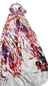 Cinderella Women’s Formal Halter Gown Size 4 White Floral Sequin Prom Dress - Picture 1 of 9