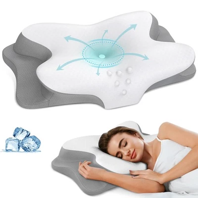 Almohada cervical para cuello - Almohada de enfriamiento para aliviar el dolor de cuello, contorno ergonómico... Foto 1 de 4