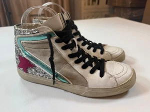 Sneakers alte Shu Shop Roxanne bianche e glitter taglia 8,5 - Foto 1 di 10