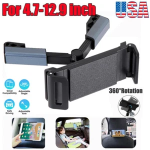 360°Car Back Seat Headrest Mount Tablet Holder for 4.7-12.9” iPad iPhone Samsung - Picture 1 of 13