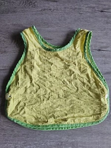 Vintage 1960s 1970s Baby Doll Bib Handmade Yellow Green Washable #30 - Picture 1 of 7