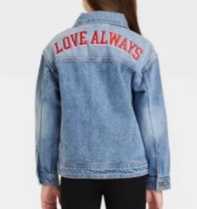 NEW Cat & Jack Girls' 'Love Always' Denim Jacket Size Medium (8) - Picture 1 of 2