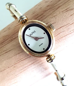 Orologio Windup Vintage Alfex Swiss Donna Smalto Beige per Ricambi o Riparazione - Foto 1 di 8