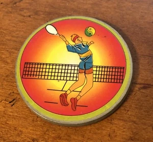 Vintage 1990er Jahre Metall POG Slammer ""Tennisspieler"" buntes Spiel - Bild 1 von 2
