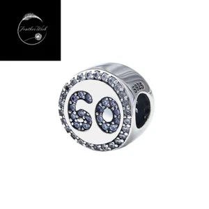 Genuine Sterling Silver 925 Charm 60th Birthday Bead Happy Birthday Gift Friend - Picture 1 of 14