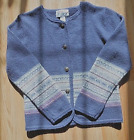 100% Wool Sweater Women’s Small/Medium Metal Button Lilac Cardigan  Tally-Ho