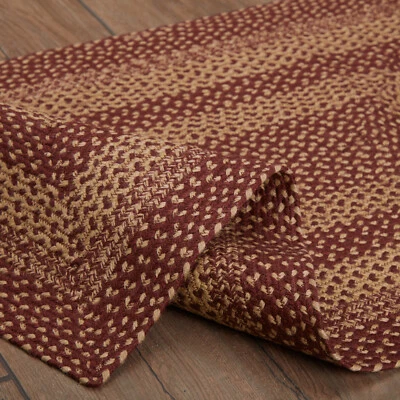 Country Farmhouse Braided Rug Burgundy Red & Tan Rectangle Non-Slip - Image 1 of 3