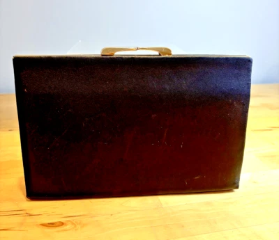 BOLSO DE MANO BOLSO CLUTCH SOBRE CIERRE BESO LATÓN CUERO NEGRO VINTAGE AÑOS 40 Foto 1 de 4