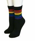 Pride Socks Men's Black Rainbow Crew Athletic Socks Brave