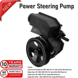 Power Steering Pump w/Reservoir for Jeep Grand Cherokee 4.7L Ram 1500 8.3L V10 D - Picture 1 of 5