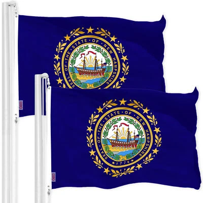2 Pack: New Hampshire NH State Flag 3x5 Ft Printed 150D Poly, Indoor/Outdoor - Image 1 of 4