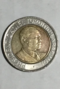 1998 Republic of Kenya 20 Shillings Coin President Daniel Toroitich Arap Moi  - Picture 1 of 3