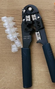 RJ45 HIGH QUALITY CRIMPER + 20 CONNECTORS CAT6 NETWORK ETHERNET ADSL CABLE - Picture 1 of 1