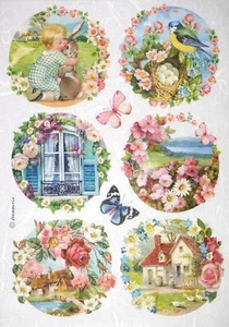 Papel de arroz para álbum de recortes hoja artesanal - paisajes florales - Imagen 1 de 1