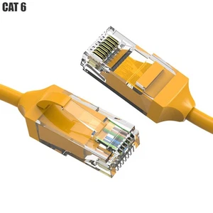 CAT6 RJ45 Slim Ethernet LAN Network Patch Cable UTP Copper Wire 28AWG Yellow - Picture 1 of 17