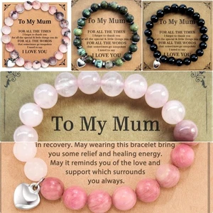 Natural Crystal Bracelet Anti-Anxiety Healing Chakra Gemstone Charm Women Gifts - Picture 1 of 50