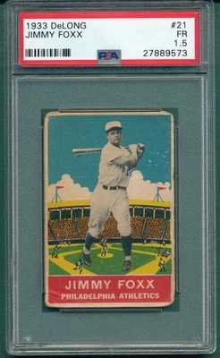 DeLong #21 Jimmy Foxx 1933 PSA 1,5 justo Foto 1 de 2