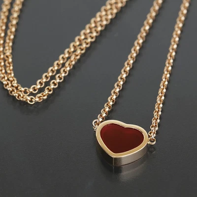 AUTÉNTICO COLLAR CHOPARD MY HAPPY HEARTS CORNALINA ORO ROSA 18K PARA MUJER F/S Foto 1 de 4