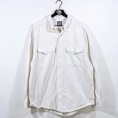 Camisa de mezclilla blanca GAP con botones doble bolsillo XL DE COLECCIÓN AÑOS 90 Y2K grunge Foto 1 de 4